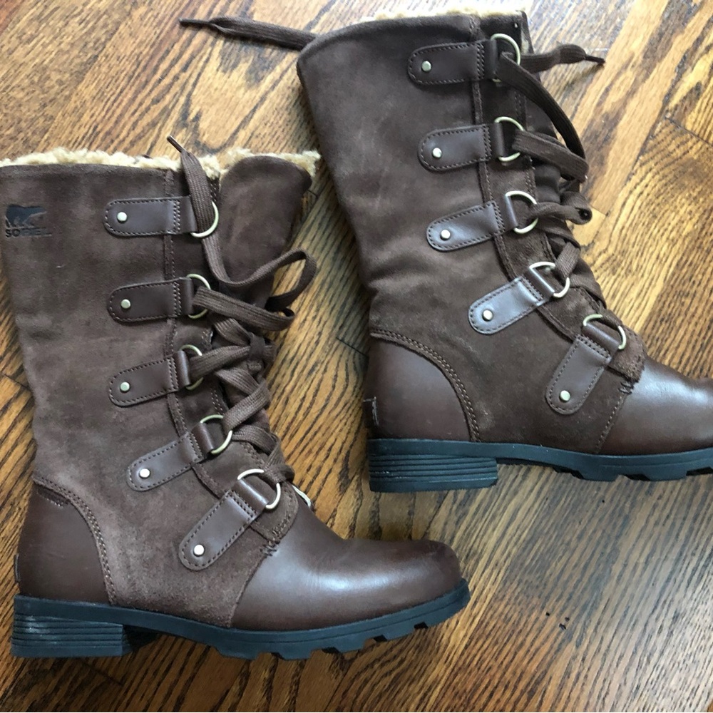 Sorel Women’s Winter Boots – Brown Leather & Suede, Faux Shearling Lined